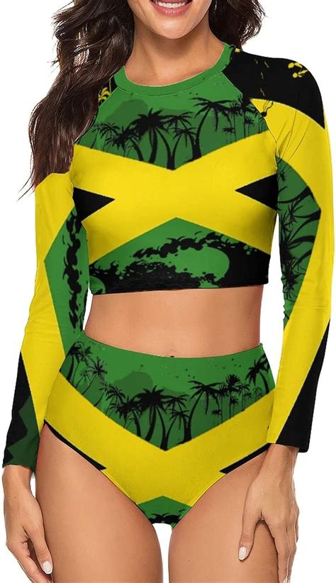 Amazon Bikini Jamaica Flag Bathing Suit Women S Swimwear Two Piece Swimsuit Tummy Control