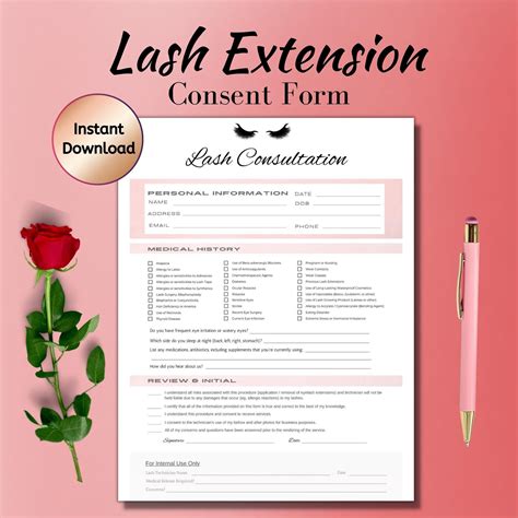 Eyelash Extension Consent Form Eyelash Consultation Form Etsy