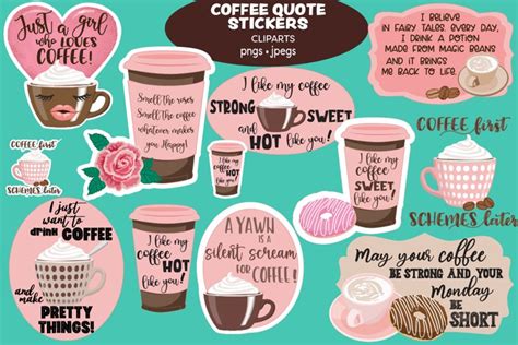 Coffee Quote Stickers Clipart