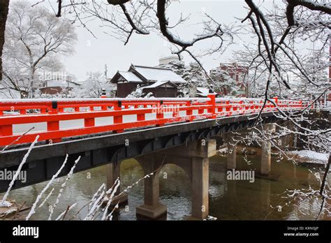 Nakabashi Bridge Of Takayama Japan Stock Photo 169504462 Alamy