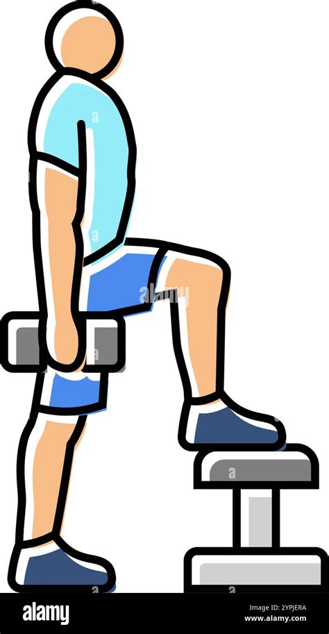 Step Ups Fitness Exercise Leg Color Icon Vector Illustration Stock