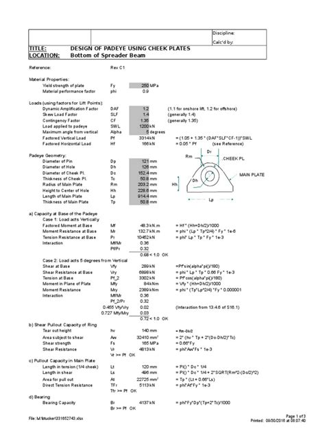 Design Of Pad Eye Using Check Plates Pdf Strength Of Materials