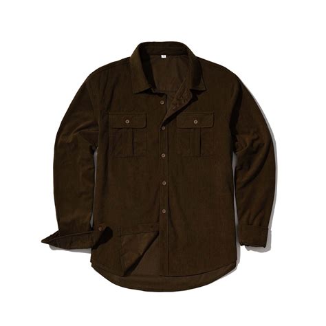 XLZWNU Men S Casual Fall Corduroy Shirt Long Sleeve Pocket Button Down