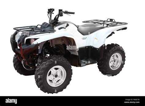 White 4x4 Atv Isolated Stock Photo Alamy