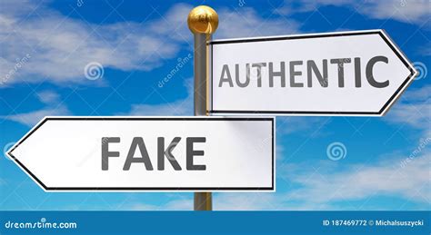 Authentic Vs Fake Poduct Counterfeit Concept Royalty Free Cartoon