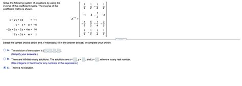 Solved 1 1 1 1 Solve the following system of equations by | Chegg.com