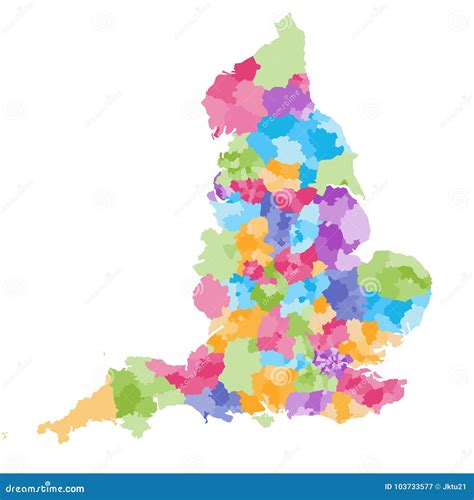 Os Condados Cerimoniais De Inglaterra E Seus Distritos Vector O Mapa