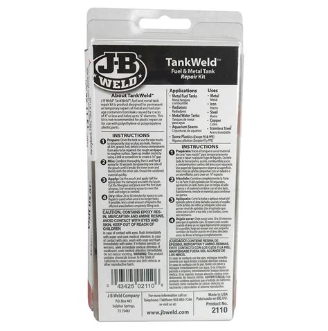 Jb Weld Fuel Metal Tank Repair Kit 2110 J B Weld Tank Weld