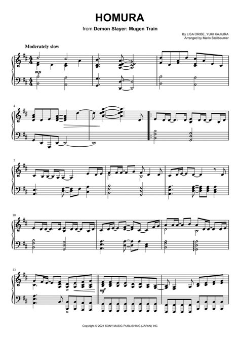 Homura Arr Mario Stallbaumer By LiSA Sheet Music For Piano Solo At