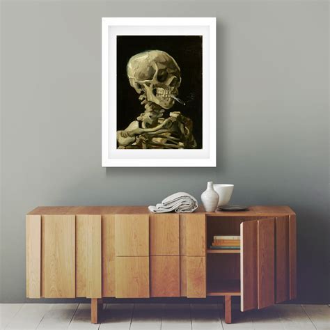 Modern oil Painting Skull of Skeleton With Burning Cigarette by Vincent ...