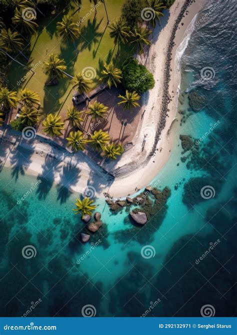 An Aerial View of a Tropical Island with Palm Trees. AI Stock Image ...