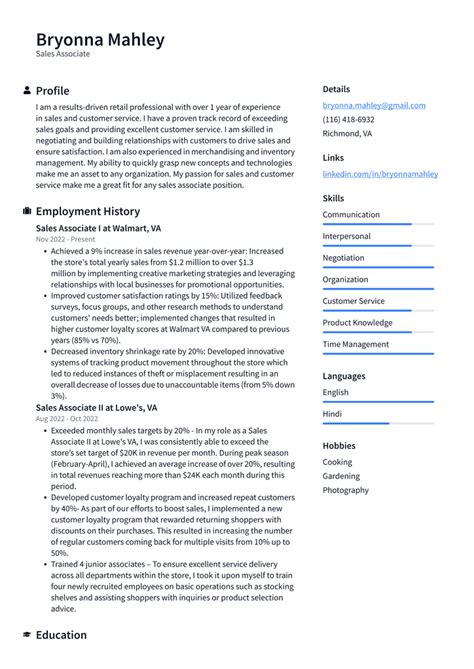 Walmart Sales Associate Resume Examples ResumeCat