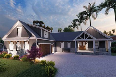 4 Bed Craftsman House Plan With Bonus Over Courtyard Garage 911001JVD