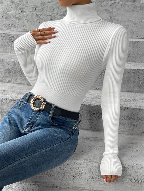 Shein Essnce Pullover Mit Rollkragen Rippenstrick Aktuelle Trends