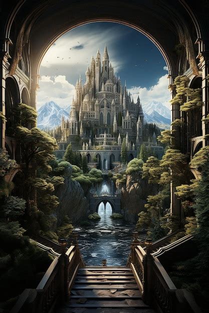 Premium Photo Fantasy Landscape Of The Ethereal Enchanted Palace In