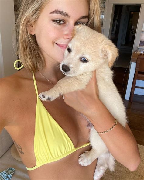 Kaia Gerber In A Yellow Bikini Poses With Her Favorite Puppy Photos The Fappening