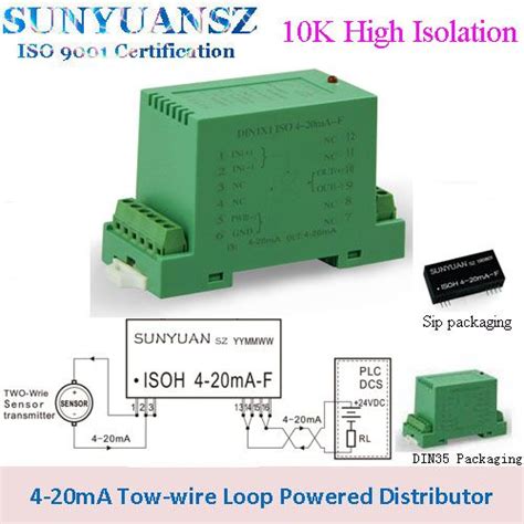 DIN35 Rail Mounted 4 20mA Current Signal High Isolation Converter 4