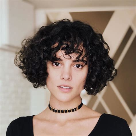 Naturally Curly Bob With Bangs