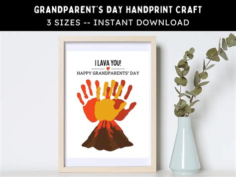 Grandparents Day Volcano Handprint Craft I Lava You Printable Diy