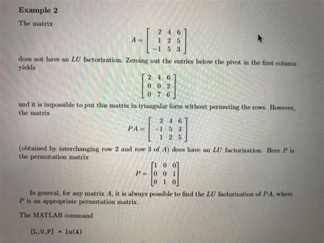 MAT 343 Laboratory 3 The LU Factorization In This Chegg