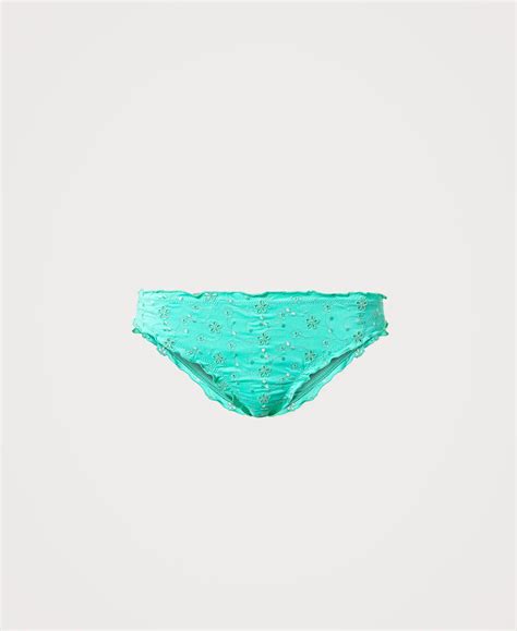Broderie Anglaise Bikini Bottom Woman Blue TWINSET Milano