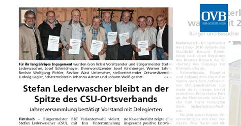 Stefan Lederwascher Bleibt An Der Spitze Des CSU Ortsverbands OVB