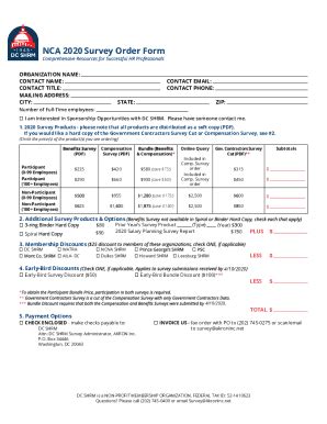 Fillable Online Surveys Akroninc Nca Survey Order Form Fax Email