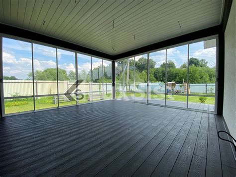 Холодные панорамные раздвижные алюминиевые окна LuxSist 6000×3000, 4 мм