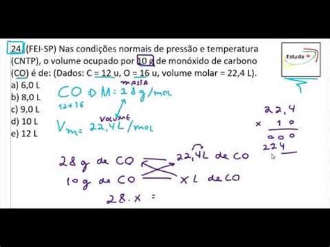 Condições Normais De Temperatura E Pressão - Nas condições normais de pressão e temperatura, o volume ocupado por 10 ...