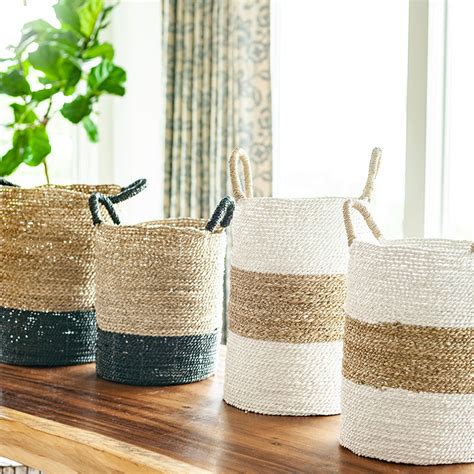 baskets handwoven storage baskets  sustainable rattan  seagrass