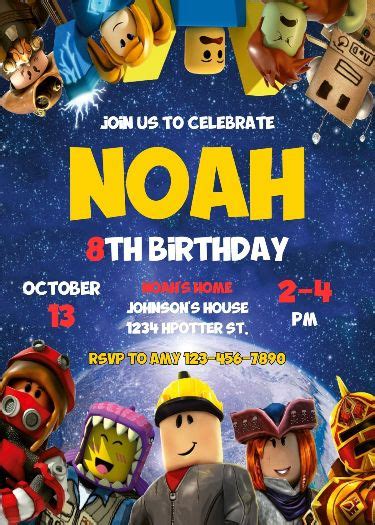 Roblox Birthday Invitation Template