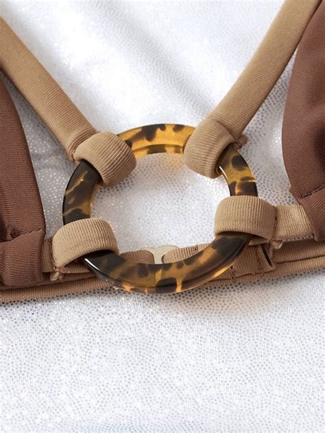 Emmiol Kostenloser Versand Herz verschönern schwarzes Bikini Set Kaffee S von Bikinis im