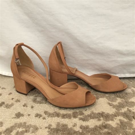 Schutz Nude Block Heel Sandals Gem