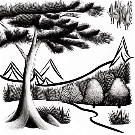 Forest Black And White Drawing