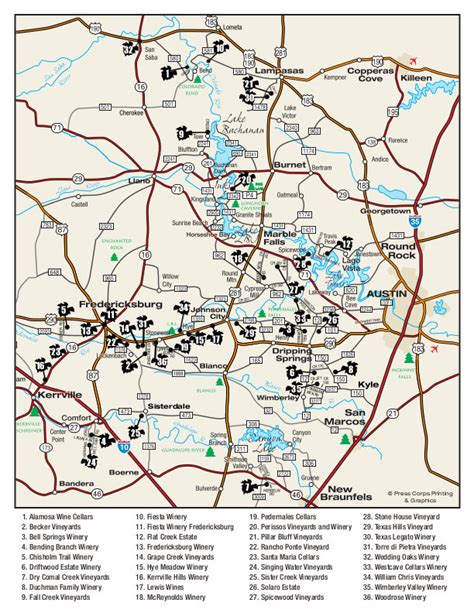 Texas Hill Country Wine Map Daryl Emiline