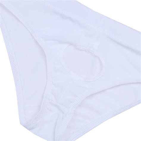 Mens Lingerie Ice Silk Bikini Briefs Open Penis Hole Underwear Underpants Thongs Ebay