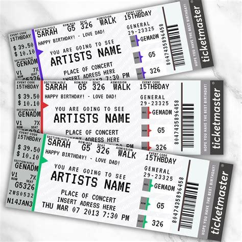 Editable Surprise Ticket Concert Ticket Template Surprise Ticket