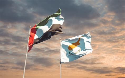 Premium Photo Flags Of Uae Arab Emirates And Cyprus 3d Artwork