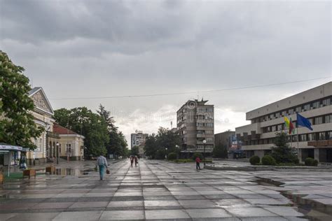 Building and Street at the Center of Town of Yambol, Bulgaria Editorial ...