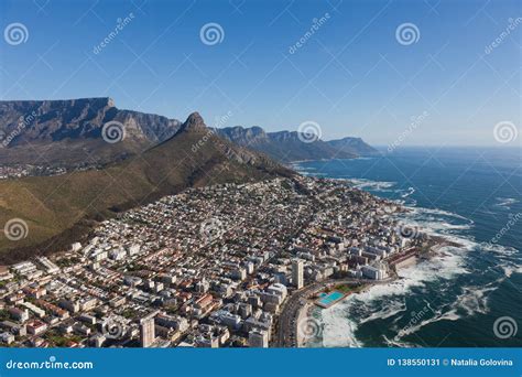 Aerial View of Cape Town South Africa from a Helicopter. Panorama Birds ...