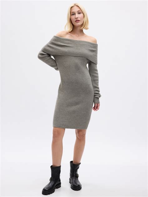 Off Shoulder Mini Sweater Dress Gap