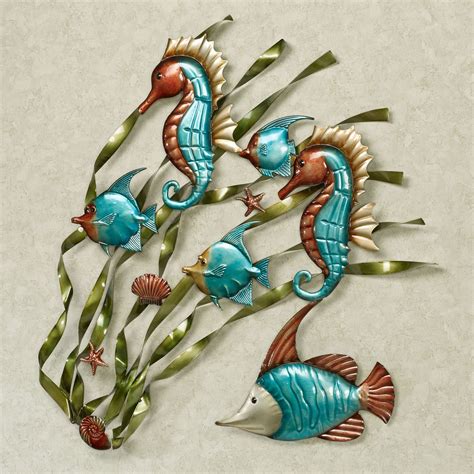 Deep Sea Fish And Seahorse Metal Wall Art