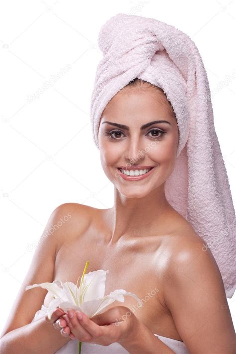 Brunette Spa Woman In Towel On Head Stock Photo IuriiSokolov 6283899