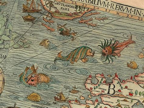 world map  sea monsters