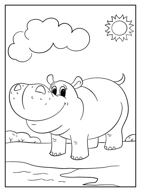 Hipopotamo Para Pintar - Desenhos de Hipopótamo para colorir - Bora Colorir