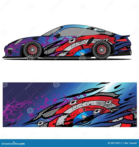 Full Wrap Racing Car Abstract Vinyl Sticker Graphics Kit Stock Vector ...