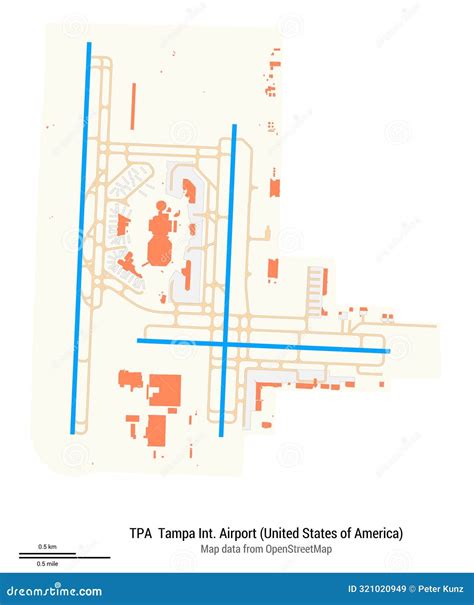 Map of Tampa International Airport. IATA-code TPA Stock Image - Image