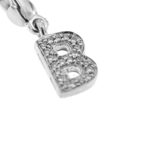 Pendentif Lettre B Double Face En Or Blanc 18 Carats Avec 21 Diamants