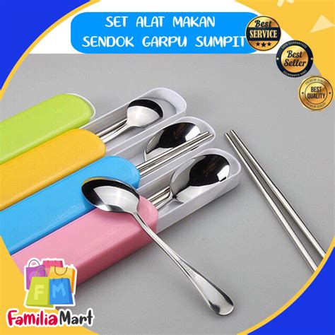 Set Alat Makan Stainless Steel Tebal Sendok Garpu Sumpit Set