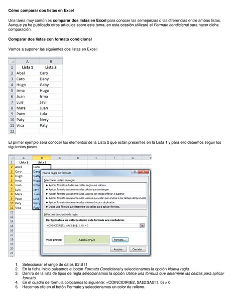 C Mo Comparar Dos Listas En Excel C Mo Comparar Dos Listas En Excel